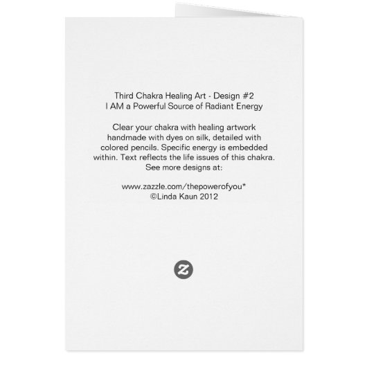 Third Chakra-  #2 - Self Esteem Cards (Back)