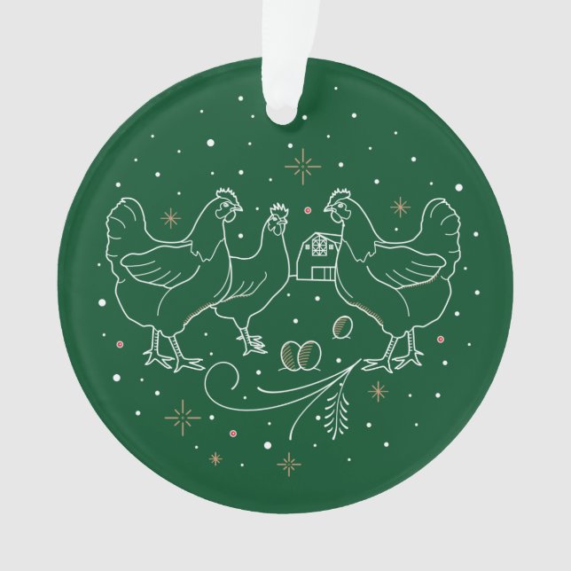 Third Day of Christmas Acrylic Ornament Green (Front)