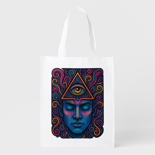 Third Eye Activation T-Shirt – Psychedelic  Grocery Bag (Front)