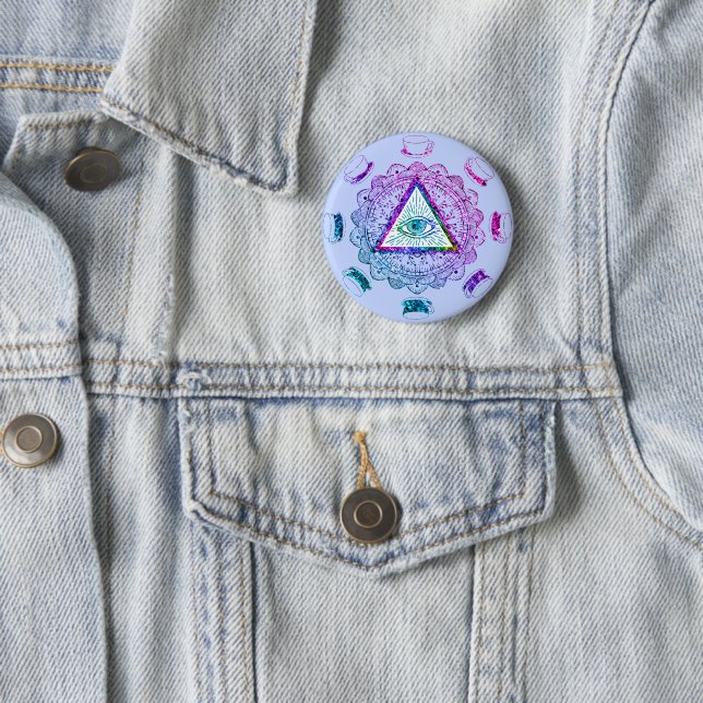 Third Eye All Seeing Eye Coffee Cup Button (In Situ)