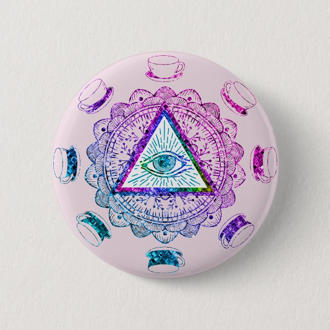 Third Eye All Seeing Eye Coffee Cup Button (Front)