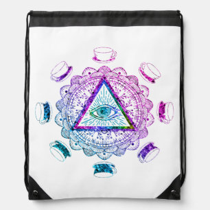 Third Eye All Seeing Eye Coffee Cup Drawstring Bag