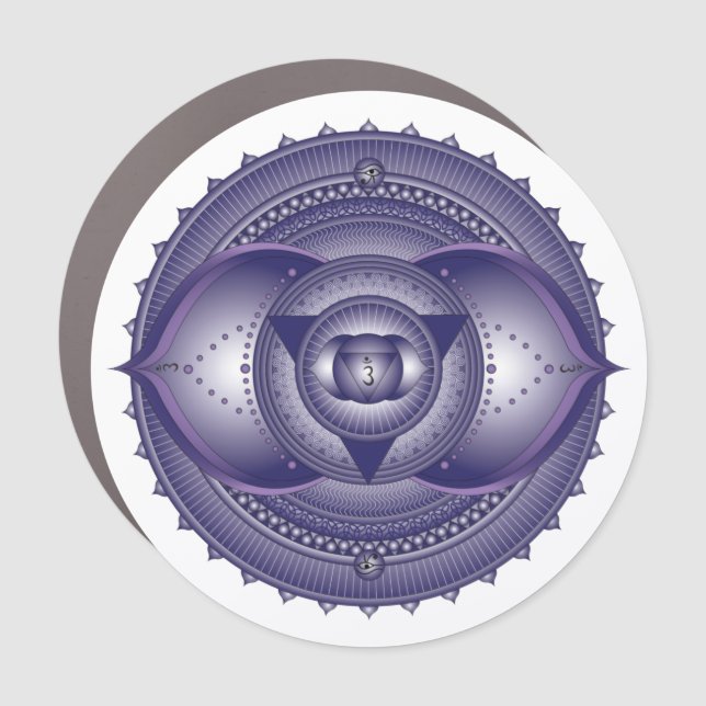 Third Eye Chakra Indigo Blue Mandala Car Magnet (Front)