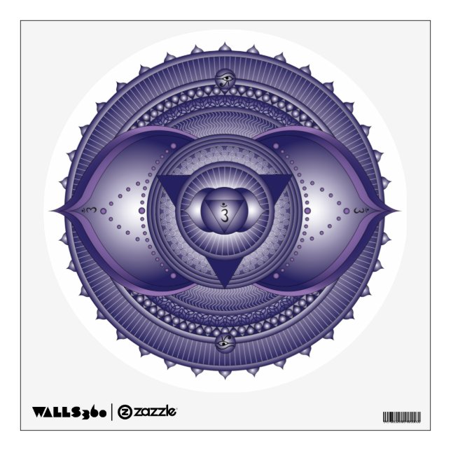 Third Eye Chakra Indigo Blue Mandala Wall Decal (Front)