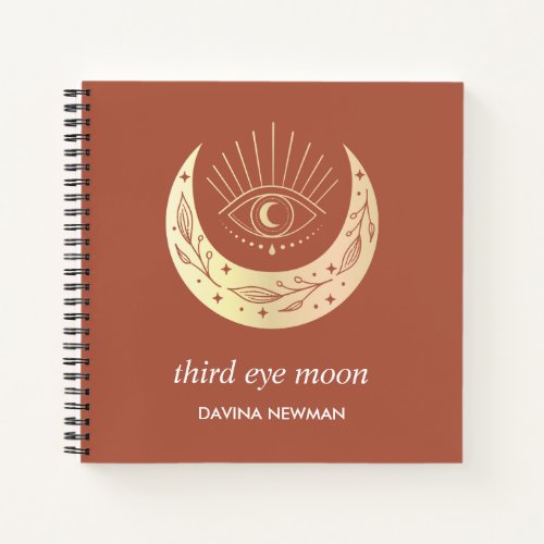 Third eye crescent moon Boho Monogram Notebook