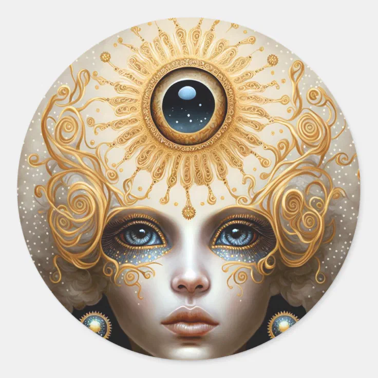 Third Eye Goddess Fantasy Art Classic Round Sticker Zazzle 6170