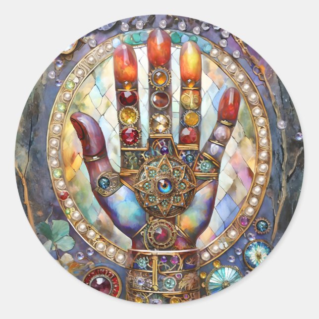 Third Eye Mystic Palm Classic Round Sticker (Front)