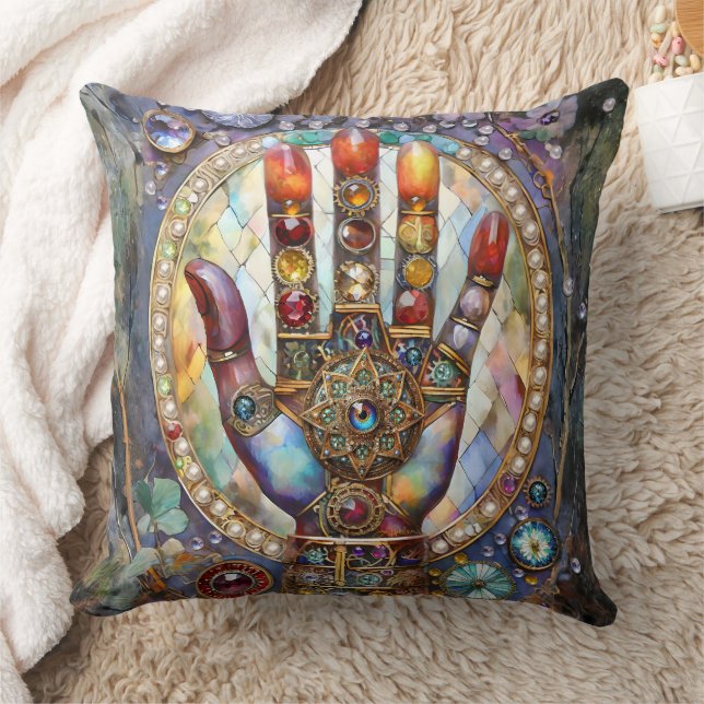 Third Eye Mystic Palm Throw Pillow (Blanket)