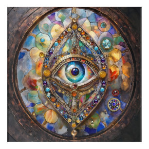 Third Eye on Stained Glass and Bronze Acrylic Print