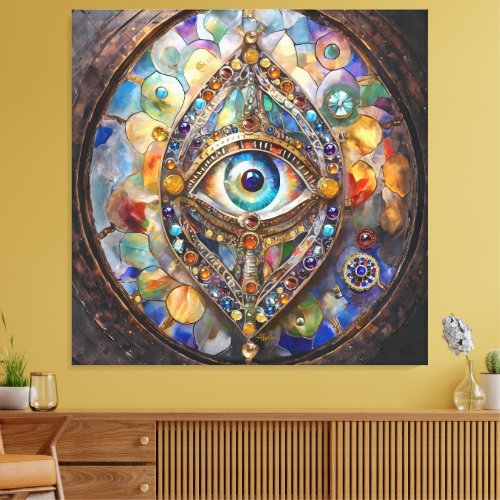 Third Eye on Stained Glass and Bronze Canvas Print
