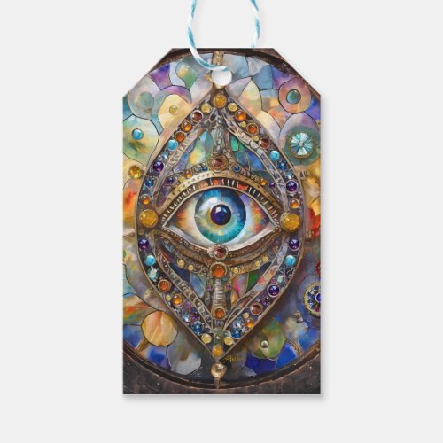 Third Eye on Stained Glass and Bronze Gift Tags