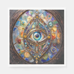 Third Eye on Stained Glass and Bronze Napkins