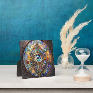 Third Eye on Stained Glass and Bronze Plaque