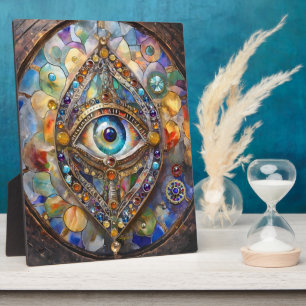 Third Eye on Stained Glass and Bronze Plaque