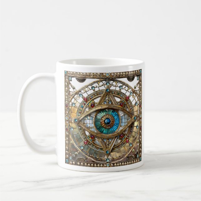 Third Eye Ornate Window Pane Coffee Mug (Left)