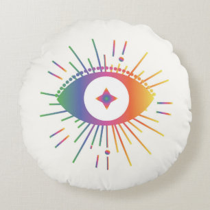 Third Eye Rainbow Round Pillow
