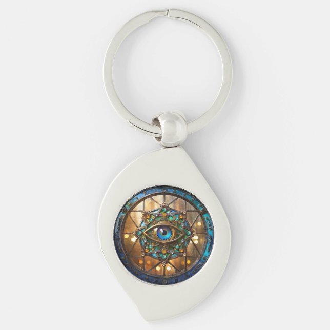 Third Eye Rustic Porthole Window Keychain (Front)