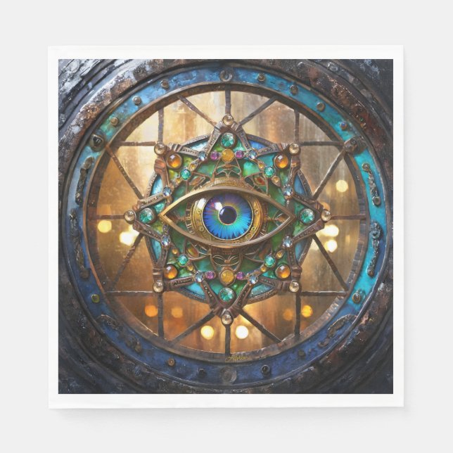 Third Eye Rustic Porthole Window Napkins (Front)
