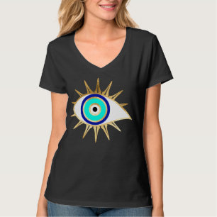Third Eye Turquoise Blue and Gold Glitter Look T-Shirt
