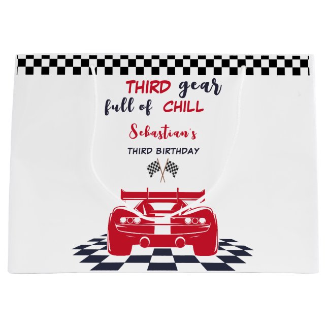 Third gear full of chill third kids birthday large gift bag (Front)