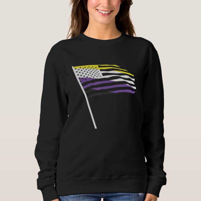 Third Gender Lgbt Proud Nonbinary Usa Flag Queer N Sweatshirt (Front)