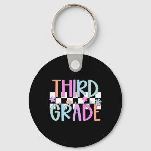 Third Grade Back To School 3rd Grade Floral Teache Keychain