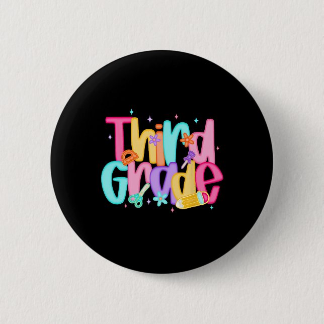 Third Grade Back To School 3rd Grade Squad Teacher Button (Front)