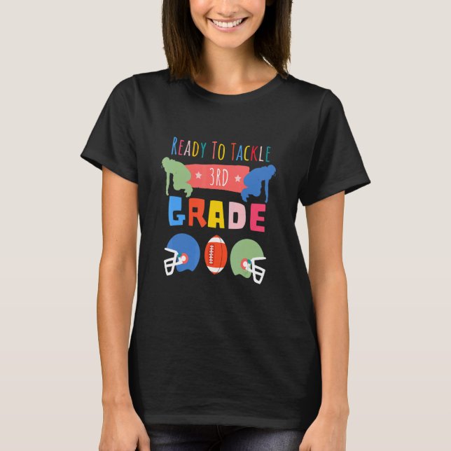 Third Grade First Day Of School Football Back To S T-Shirt (Front)