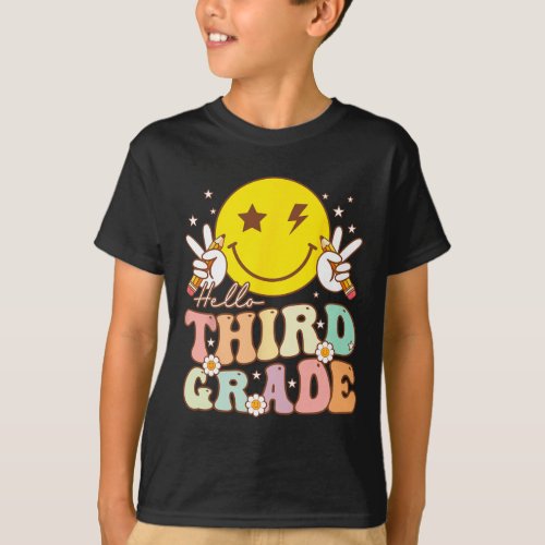 Third Grade Hippie Smile Face 3rd Grade Back To Sc T_Shirt