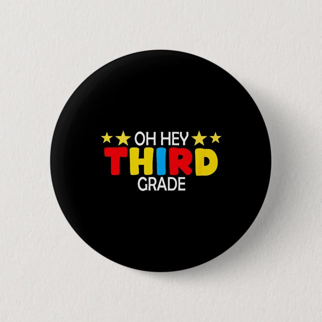 Third Grade Kids Boy Back To School Students Teach Button (Front)