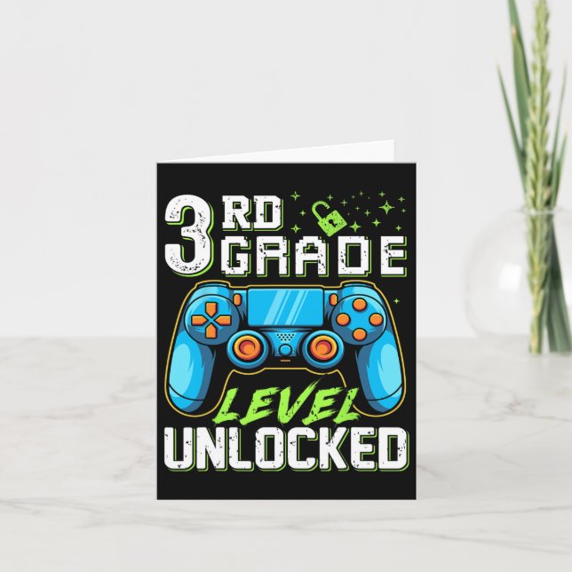 Third Grade Level Unlocked Back To School Video Ga Card (Front)
