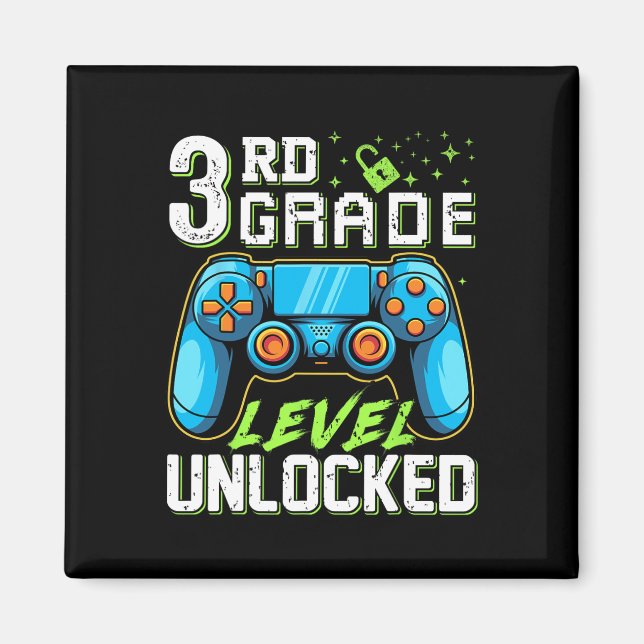 Third Grade Level Unlocked Back To School Video Ga Magnet (Front)