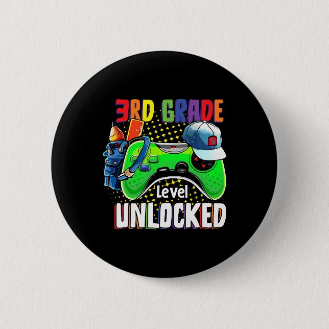 Third Grade Level Unlocked Ck To School Video Game Button (Front)