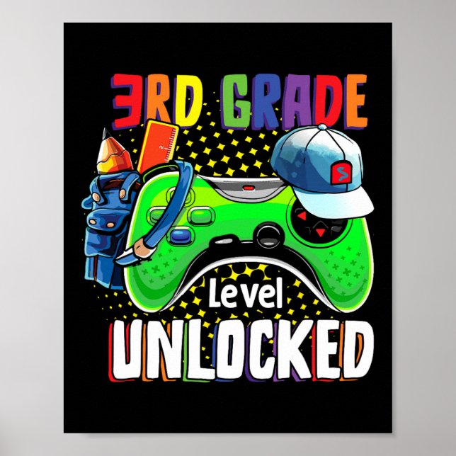 Third Grade Level Unlocked Ck To School Video Game Poster (Front)