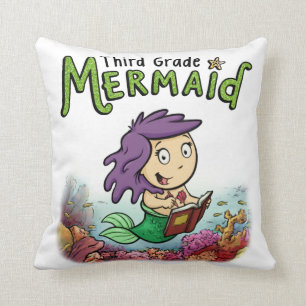 Third Grade Mermaid Throw Pillow (design 1)
