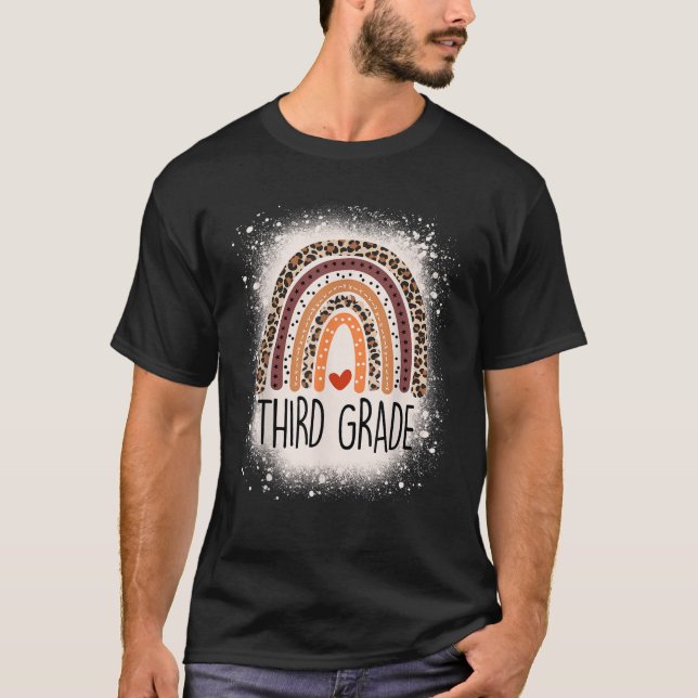 Third Grade Rainbow Bleached 3rd Grade Hello Third T-Shirt (Front)