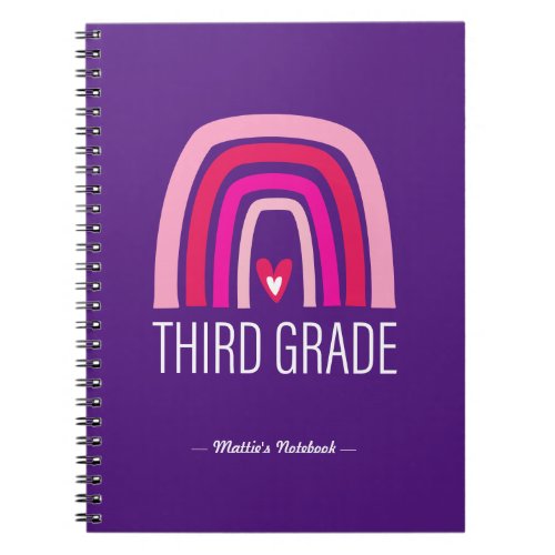 Third Grade Rainbow  Heart Back_to_School Notebook