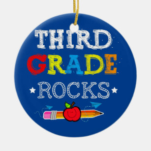 Third Grade Rocks Team 3rd Grade Teacher  Ceramic Ornament