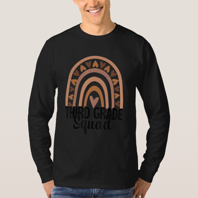Third Grade Squad 3rd Grade Rainbow Teacher Back T T-Shirt (Front)