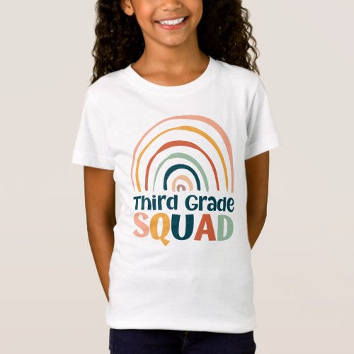 Third Grade Squad retro boho rainbow colorful  T_Shirt