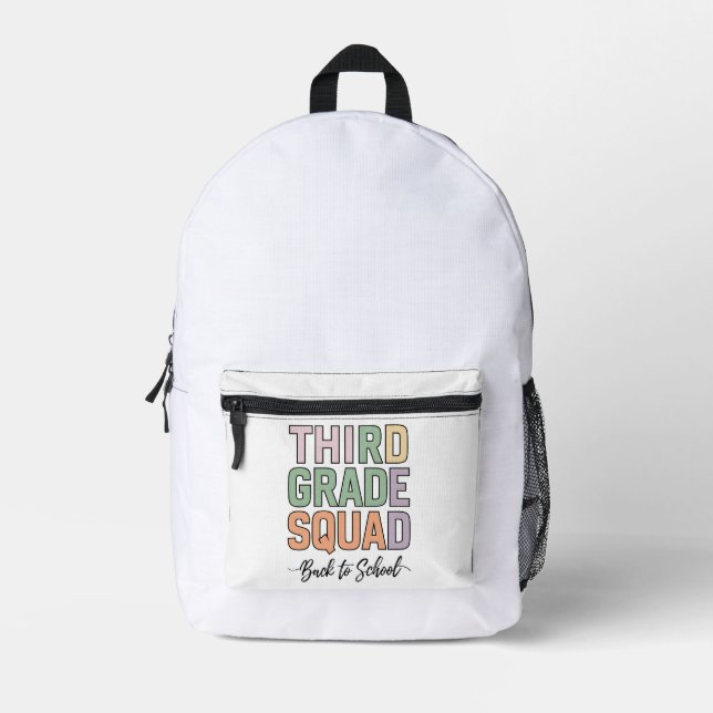 Third Grade Squad Teachers Kids 3rd Grade  Printed Backpack (Front)