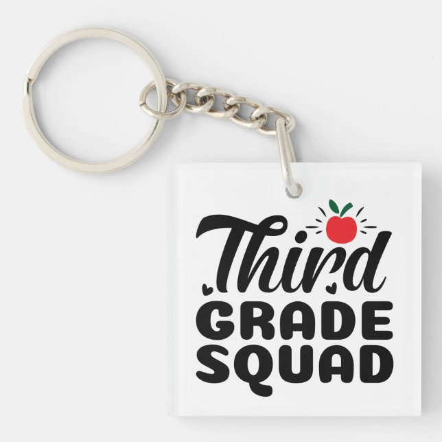 Third Grade Squad Wordart Keychain (Front)