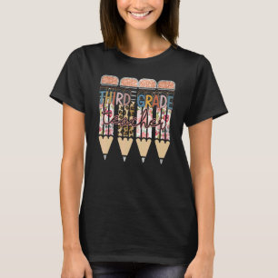 Third Grade Teacher  Leopard Pencil Back To School T-Shirt