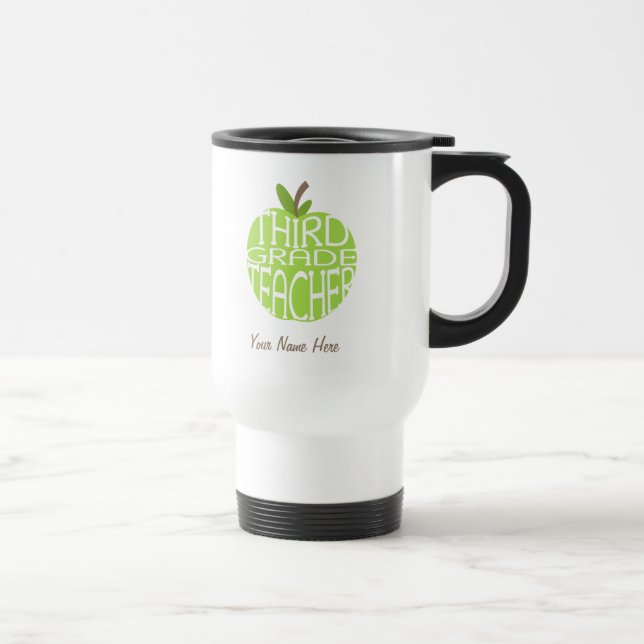Third Grade Teacher Mug - Green Apple (Right)