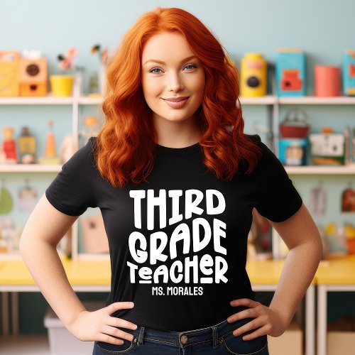 Third Grade Teacher Simple Retro Text Custom T_Shirt
