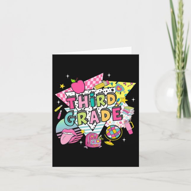 Third Grade Teacher Student Back To School Happy F Card (Front)