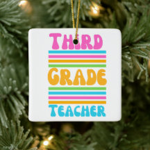 THIRD GRADE TEACHER Virbrant Colors Bubble Font