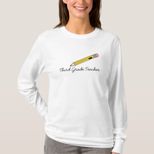 Third Grade Teacher Yellow Pencil T Shirt