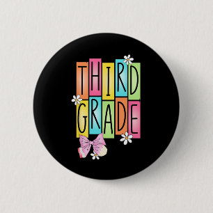 Third Grade Team Retro Coquette Back To School Gir Button