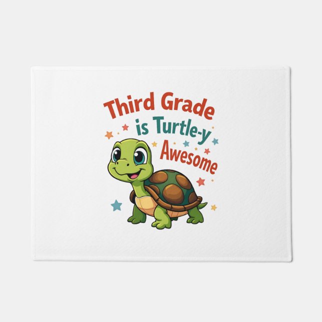 Third grade Turtle-y Awesome 3rd Grade Back to Sch Doormat (Front)